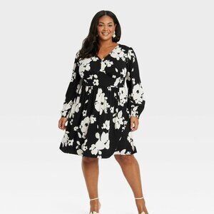 Ava & Viv | Dresses | Womens Balloon Long Sleeve Corset Dress Ava Viv Black Flo